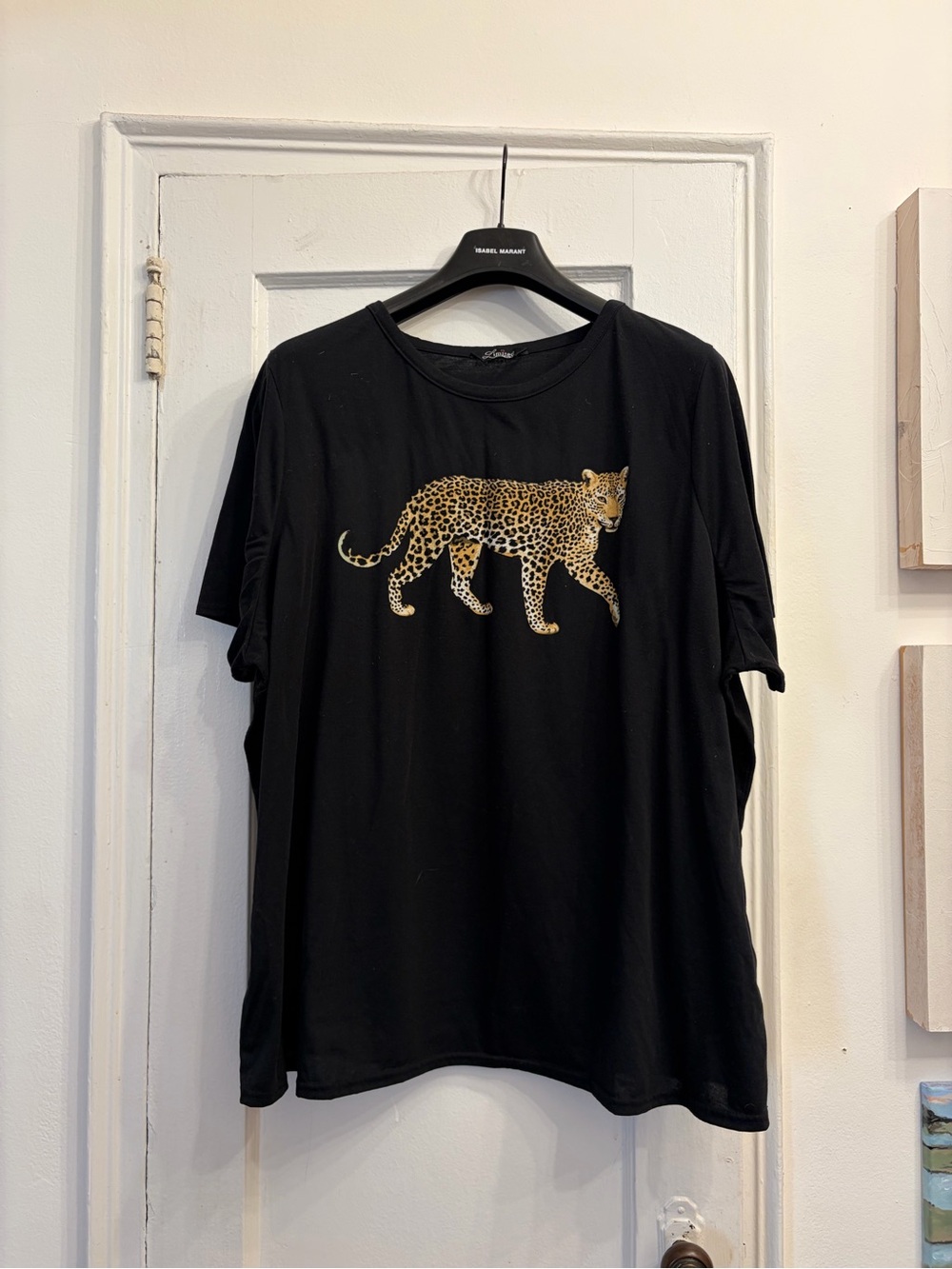 ASOS Black Short-Sleeve Tee with Leopard Motif